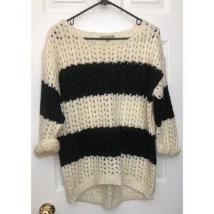 Black and off-white striped sweater